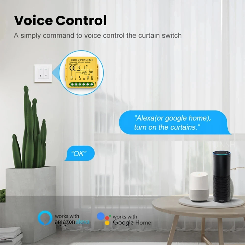 Módulo de interruptor de cortina ZigBee con WiFi inteligente, interruptor ciego para persiana enrollable, Motor eléctrico, compatible con Alexa,