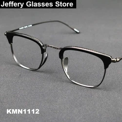 Japanese Vintage Men Square Glasses Frame KMN1112 Titanium Acetate Ultra-Light Retro Brand Design Handmade Eyeglasses