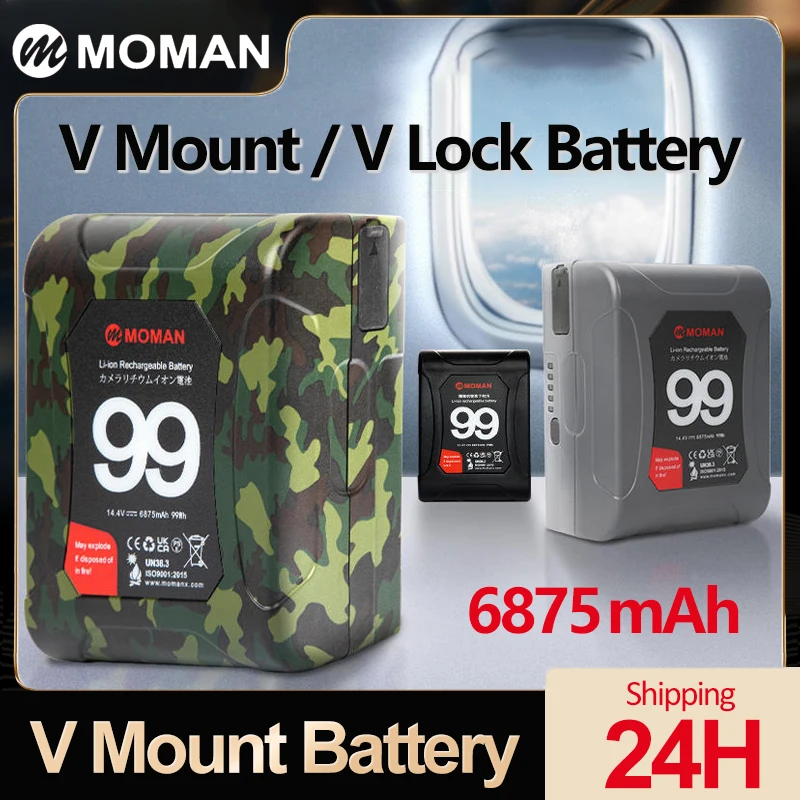 MOMAN POWER 99 V Mount Battery 6875mAh Power Bank Mini V Lock Rechargeable Battery with USB&D-Tap Output for Video Light Monitor