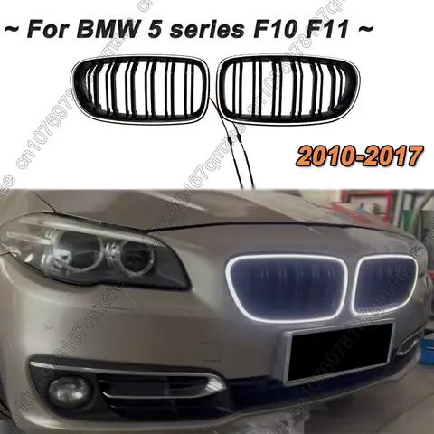 BMW 5 시리즈 F10 F11 F18 2010-2017 용 ABS LED 전면 그릴 - 메쉬 라이트 및 열 방출 디자인을 갖춘 빛나는 레이싱 그릴