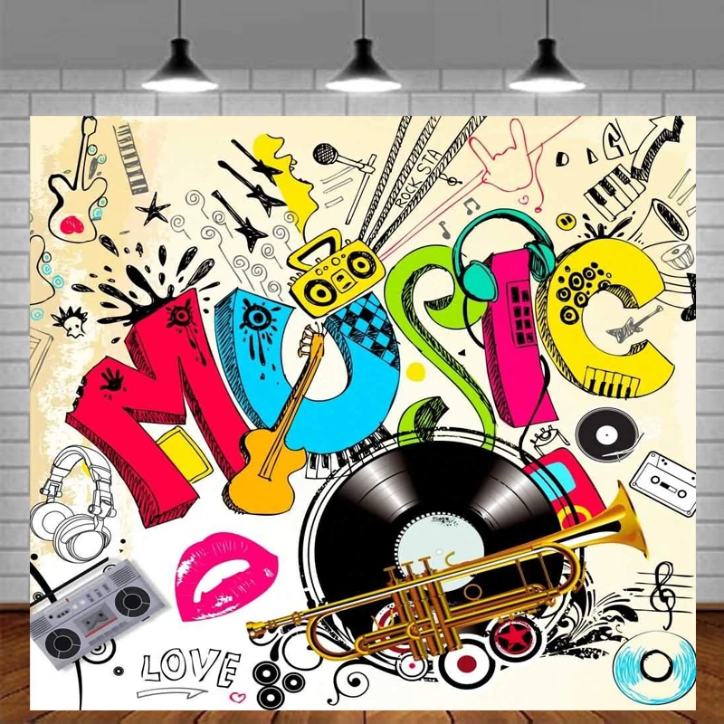 

Graffiti Music Photography Backdrop Graffiti Theme Custom Wedding Children Birthday Fashionshow Party Background