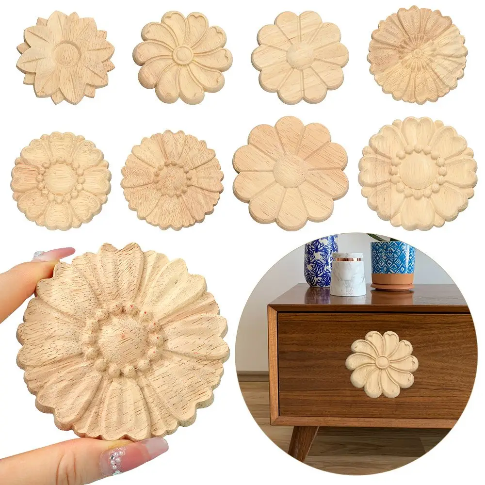 Wall Door Decoration Furniture Parts wooden Figurines Crafts Corner Appliques Frame Wood Carved Woodcarving Decorative
