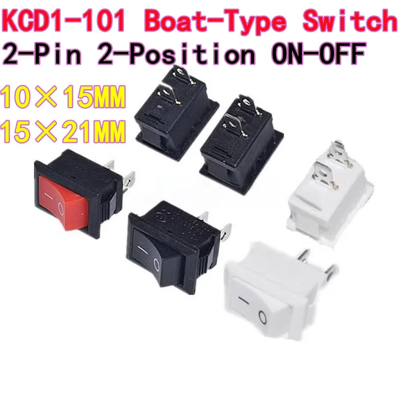 

10 шт. KCD1-101 кулисный переключатель лодочного типа 2-контактный 2-позиционный SPST ВКЛ-ВЫКЛ 10 × 15 мм 15 × 21 мм 6 А/250 В