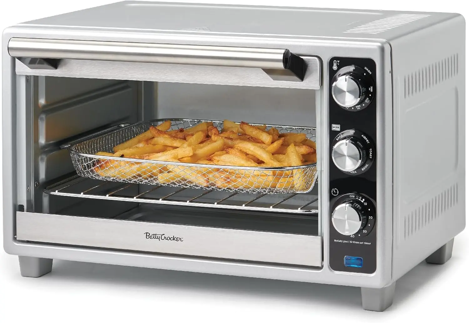 Multifunction Convection Toaster Oven with Air Fryer, 0.8 Cu. Ft. 6-Slice Capacity, 7 Cooking Functions, Silver