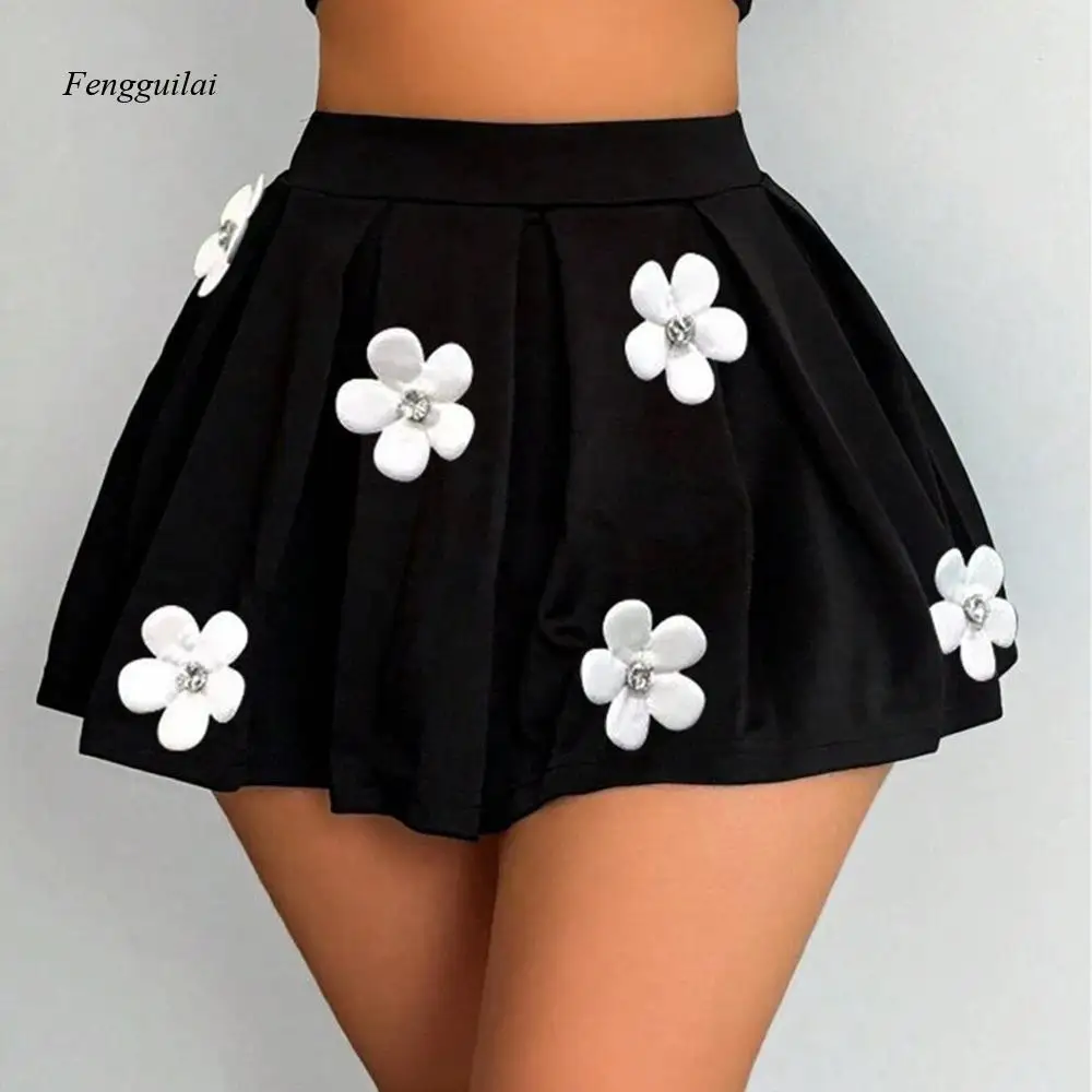 3D Three-Dimensional Flower Elastic Half-Length Skirt for Women