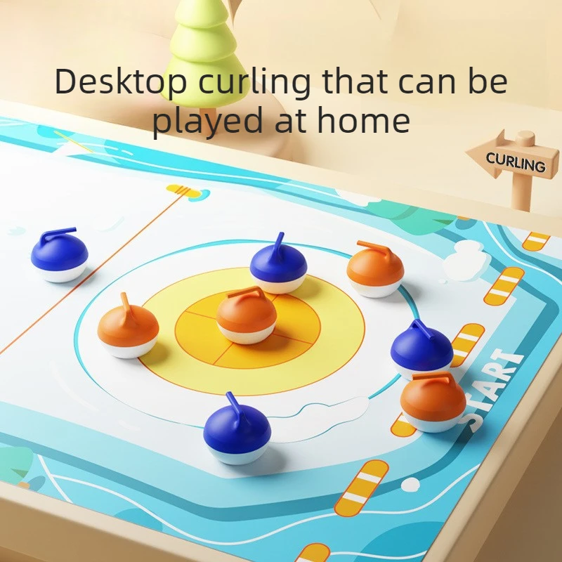 Table Curling Game Set Family Board Game with Bowling Interactive Desktop Curling Toys Kids Adults Party Games Kid Birthday Gift