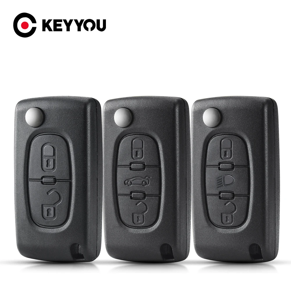 KEYYOU 2/3/4 Tasten Auto Remote Key Fall Für Peugeot 207 307 308 407 607 807 Für Citroen C2 C3 C4 c5 C6 Flip Folding Key Shell