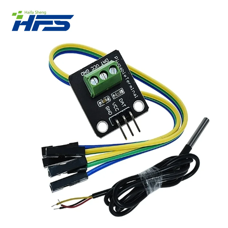 DS18B20 Sensor suhu modul Kit tahan air 100CM kabel Sensor Digital Stainless Steel Probe Terminal adaptor UNTUK Arduino