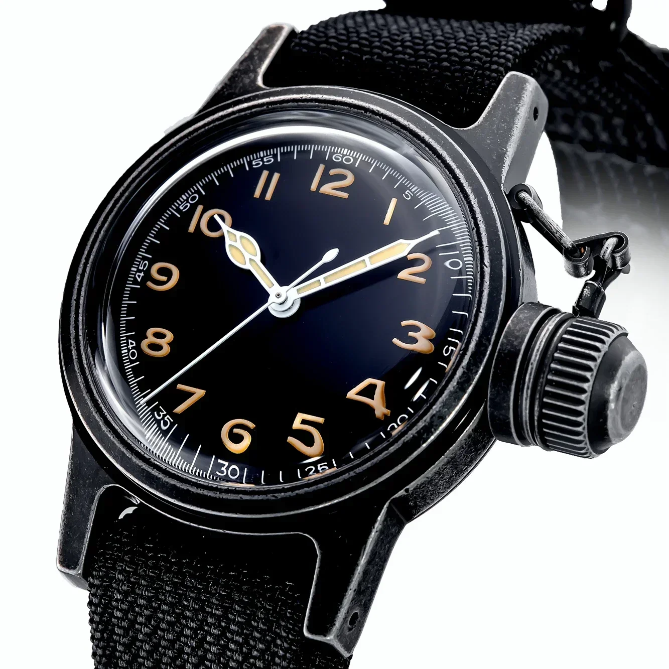 Jam tangan 36MM untuk pria Diameter tentara Frogman WWII Retro impor sepenuhnya NH35 gerakan mekanis otomatis C3 bercahaya