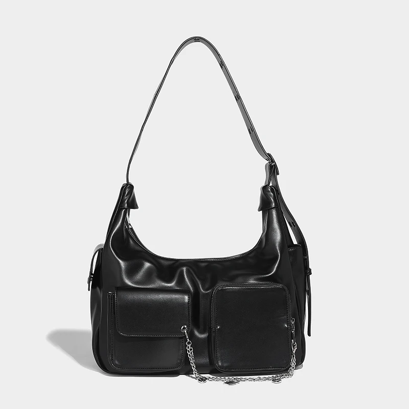 Casual Eenvoudige Boodschappentas Reistas Luxe Tas Winkelcentrum Aanbeveling Multi-Pocket Ketting Versierde Motortas Grote Capaciteit