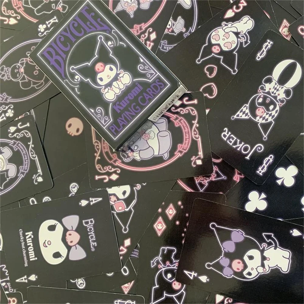 Kawaii olá kitty jogando cartas cosplay anime kuromi poker criativo jogo de festa portátil truques mágicos prop coleção cartões presente