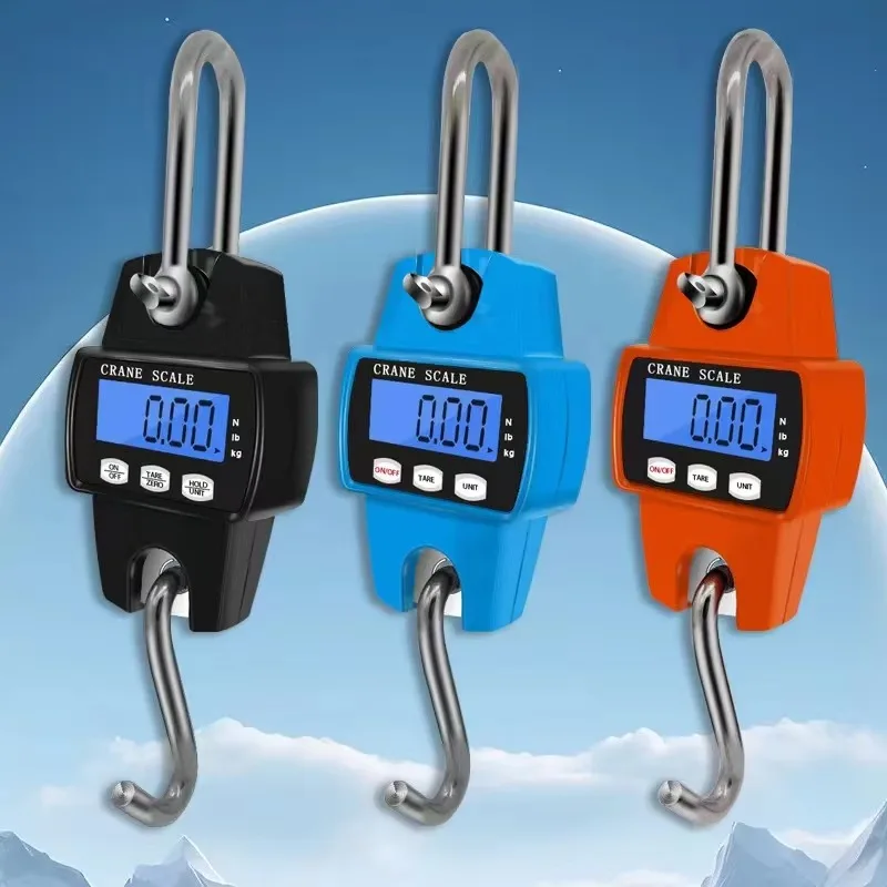 Handheld crane hook weighing scale, small scale weight LCD display electronic digital lifting scale
