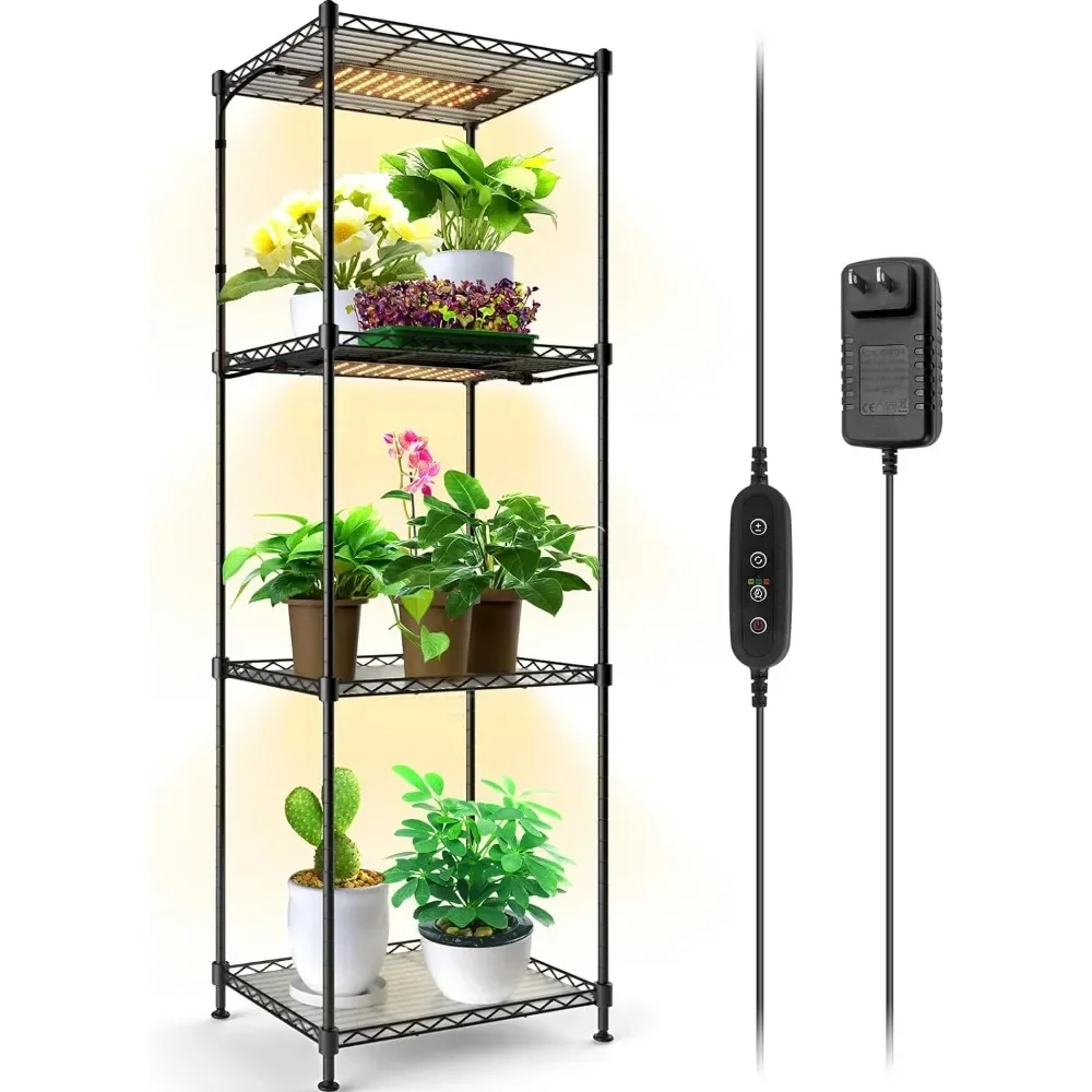 Plant Shelf With Grow Lights for Indoor Plants Flower Stand Dimmable LED Plant Light With Timer 15.7