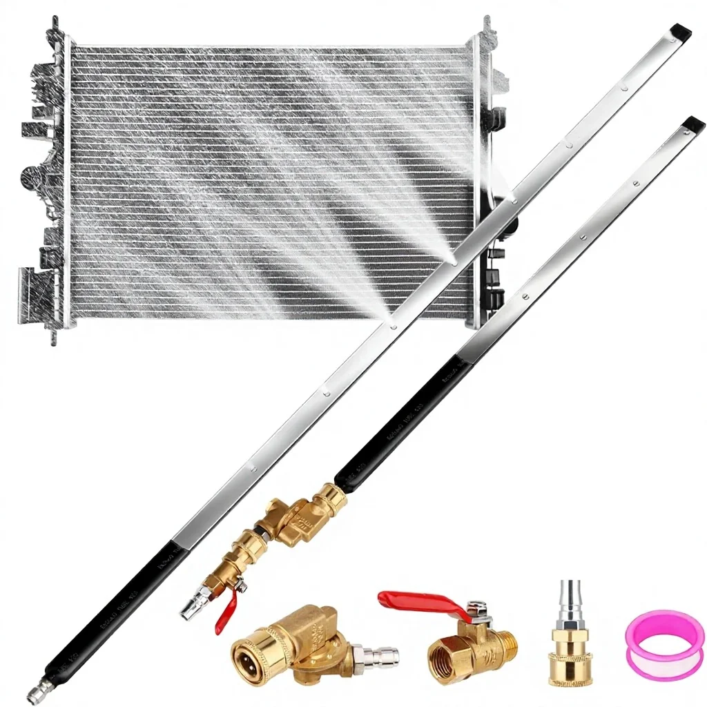 

New 48" 24" Radiator Cleaning Wand Set 8 Nozzle Tips Pressure Washer Adapter Water Air Cleaning Heavy Metal