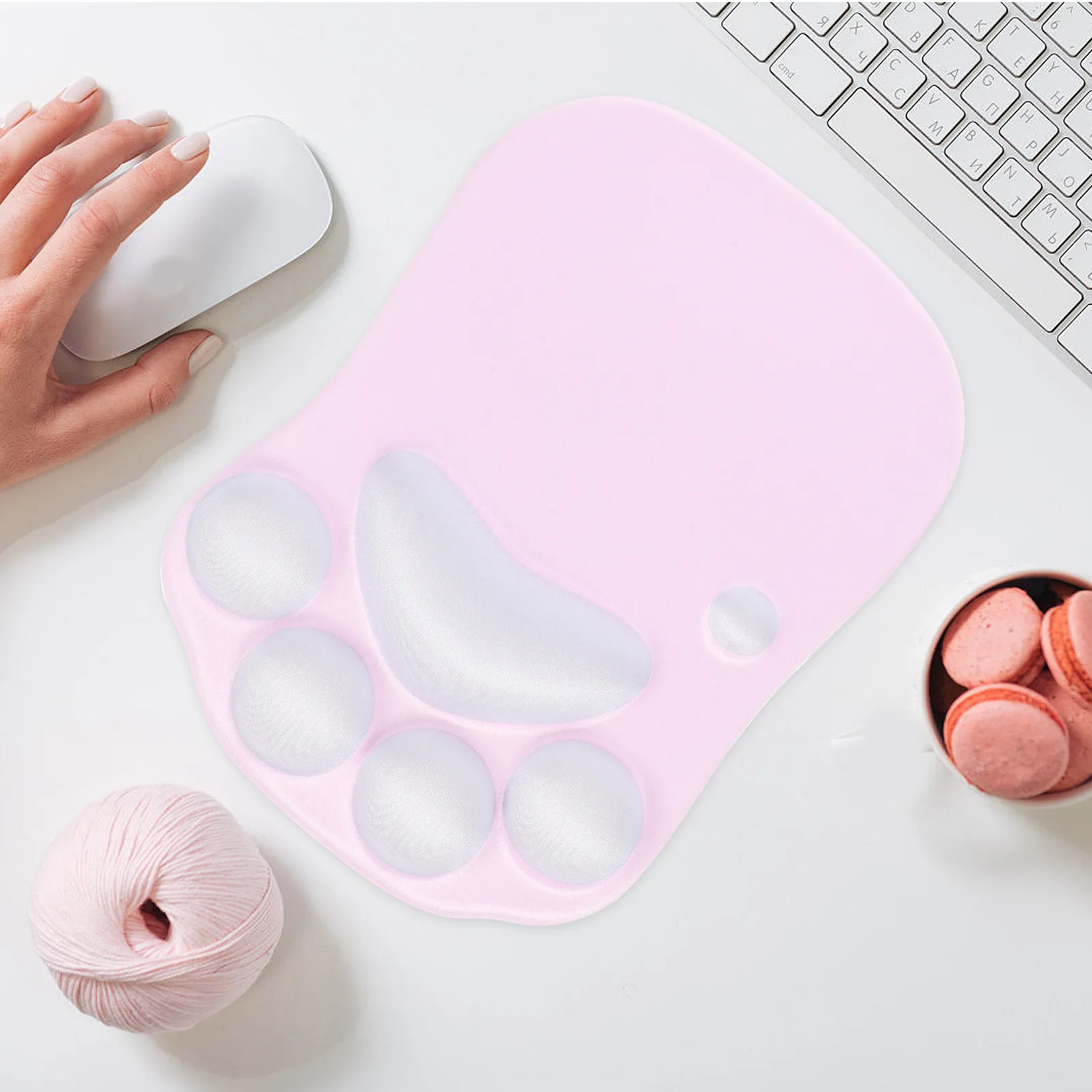 Premium Silicone Sbr Spandex Cat Paw Wrist Rest Mouse Mat Ergonomic Design Reduces Wrist Fatigue Anti Slip Base Smooth Hand Feel