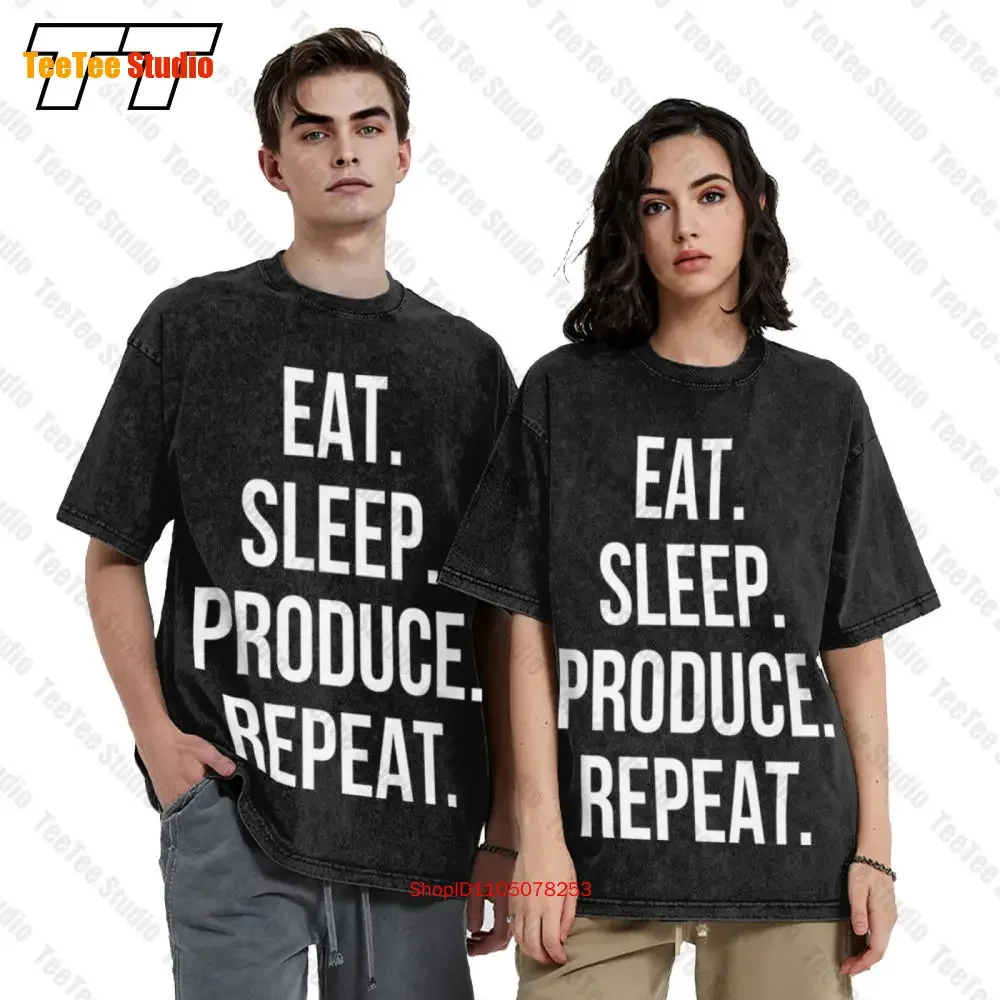 Eat Sleep Produce Repeat Vintage Oversized T-Shirt 4BA8