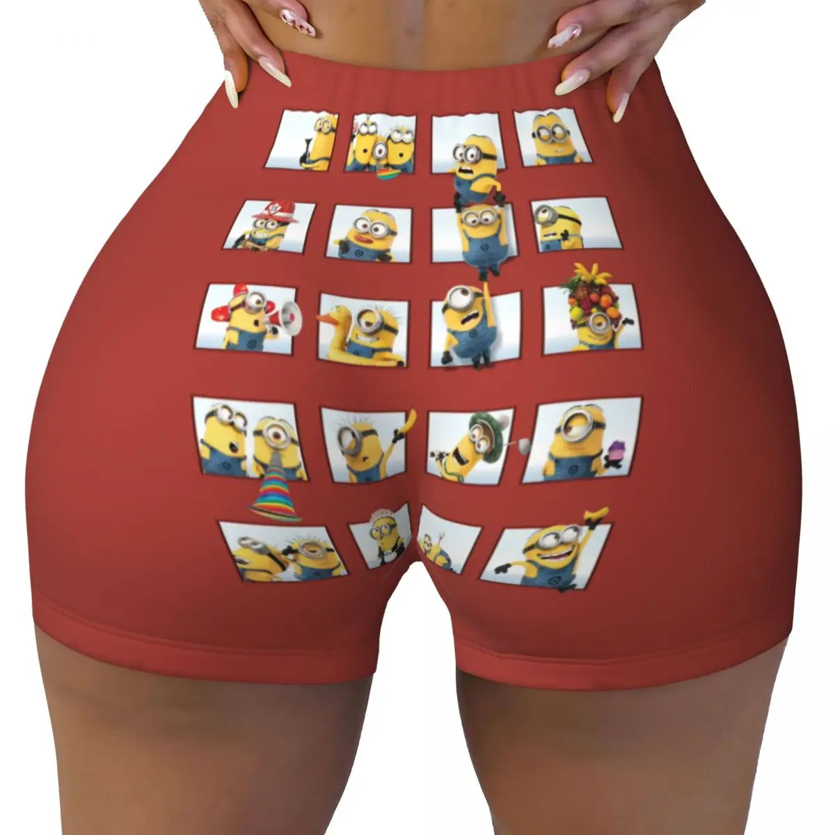 

Custom Cartoon Movie S-Minions Workout Running Volleyball Shorts for Women Big Eyes Gym Yoga Shorts