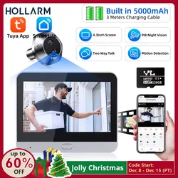 Hollarm 4.3inch Tuya Doorbell Camera Wifi Peephole Door Camera 1080P PIR Night Vision Motion Detection Door Viewer видеоглазок