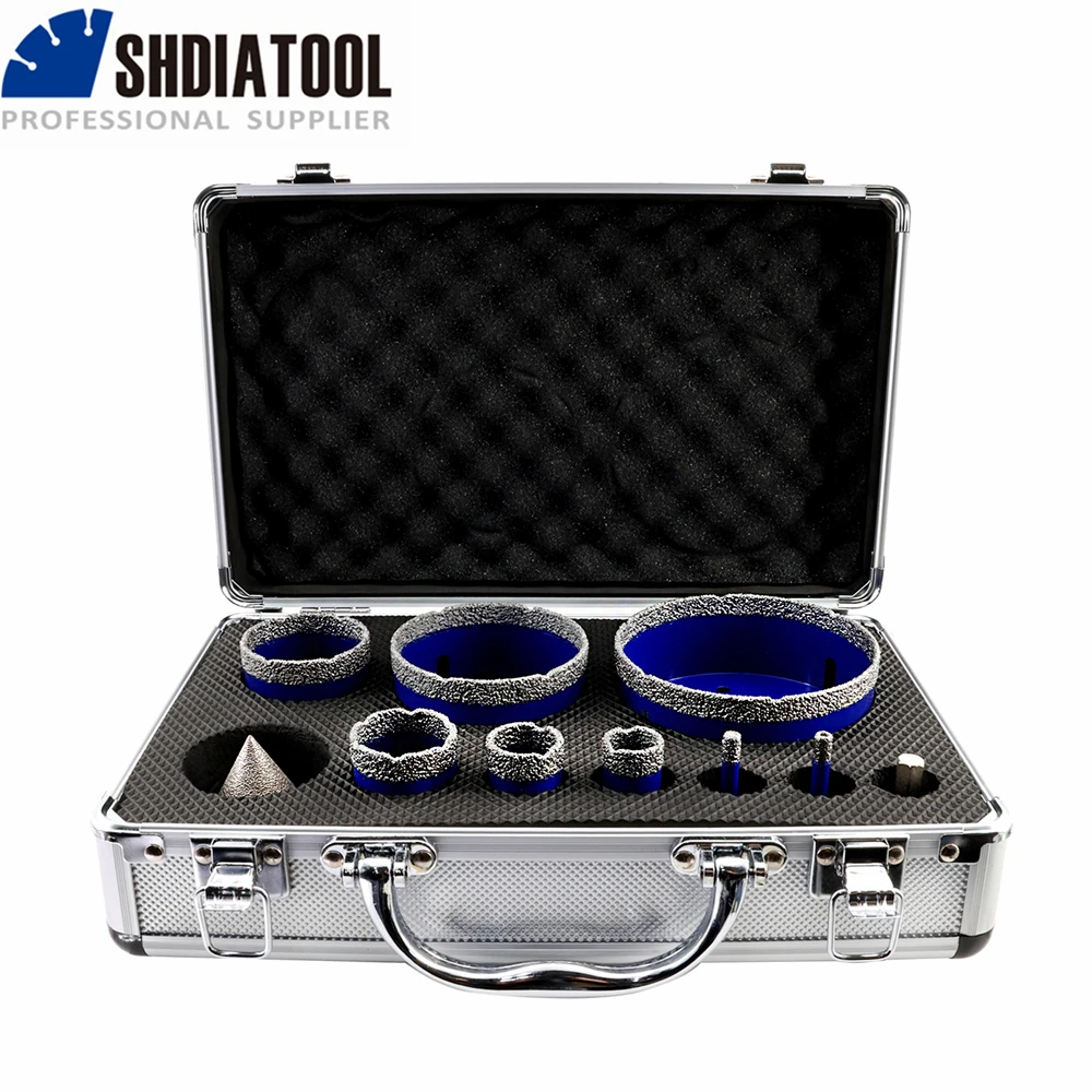 Imagem -02 - Shdiatool-diamond Drilling Milling Tool Drill Bits Plus 50 mm Bits Chanfro Chanfrado Telha do Adaptador Granito 20 25 35 50 75 100 mm Peças 10