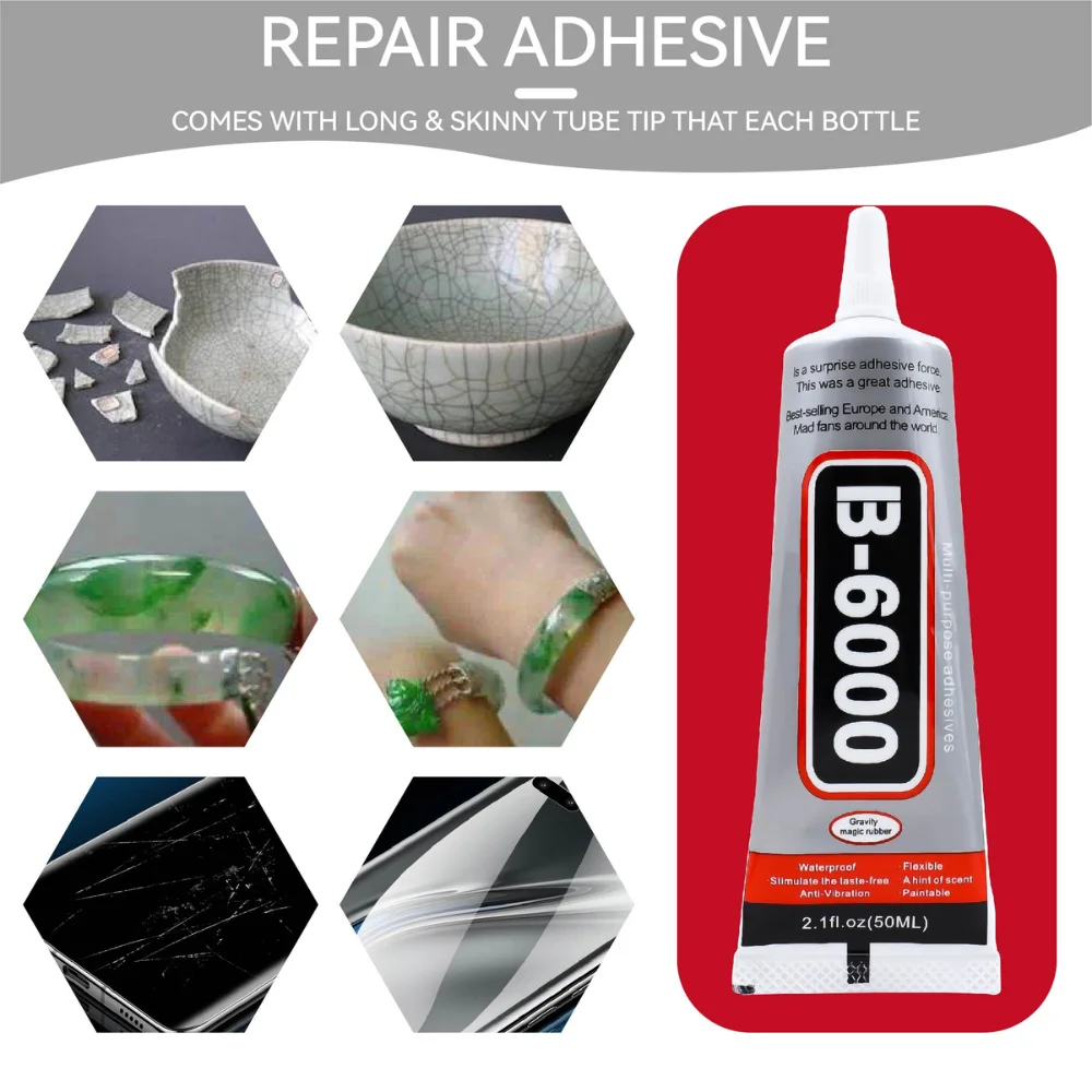 B6000 15ML 25ML 50ML 110ML Clear Contact Phone Repair Adhesive Multipurpose DIY Glue With Precision Applicator Tip