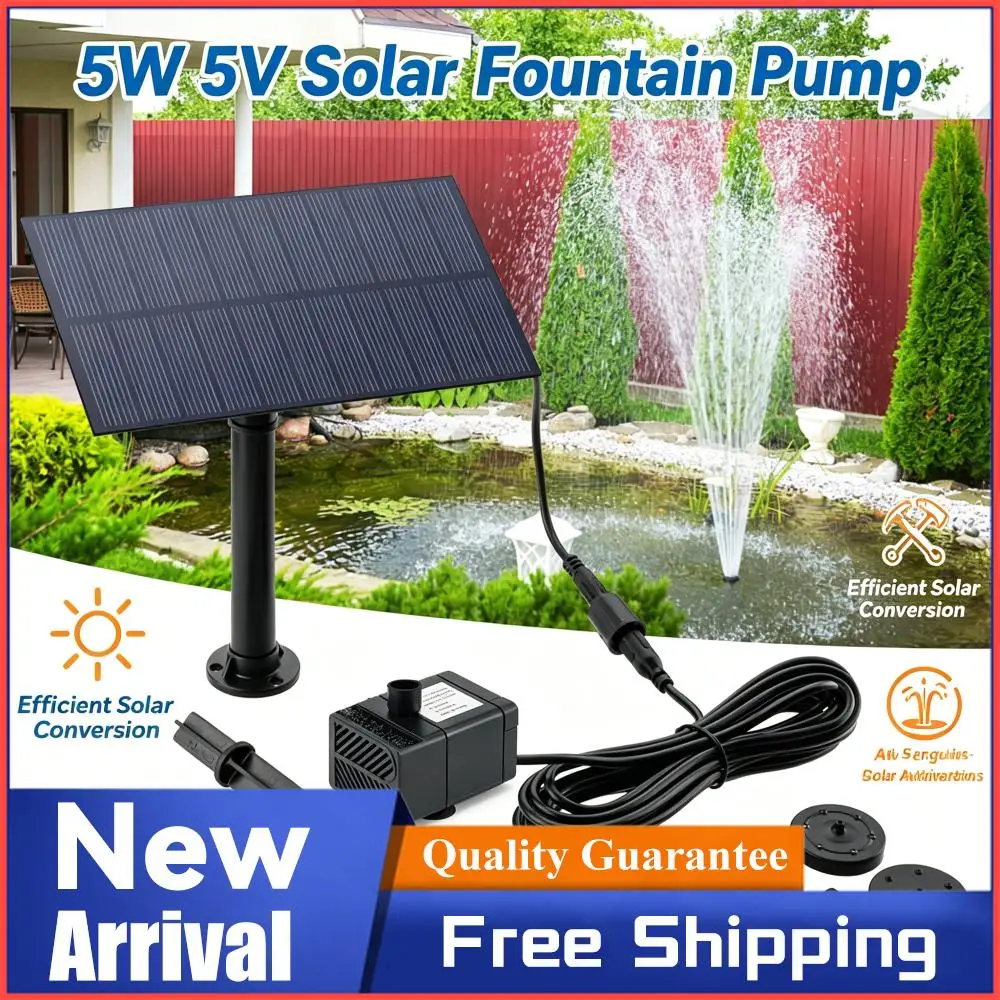 5W 5V Solar Water Pump Garden Decoration with Stake Solar Panel Fountain Watering System Energy Saving 180L/h Kit for Fish Tank