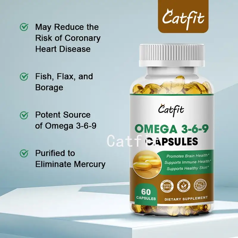 Catfit органическое глубоководное Рыбное масло Омега 3-6-9, сердечно-сосудистые и сосудистые восстановление мозга и нервной гипертензии, уход за едой