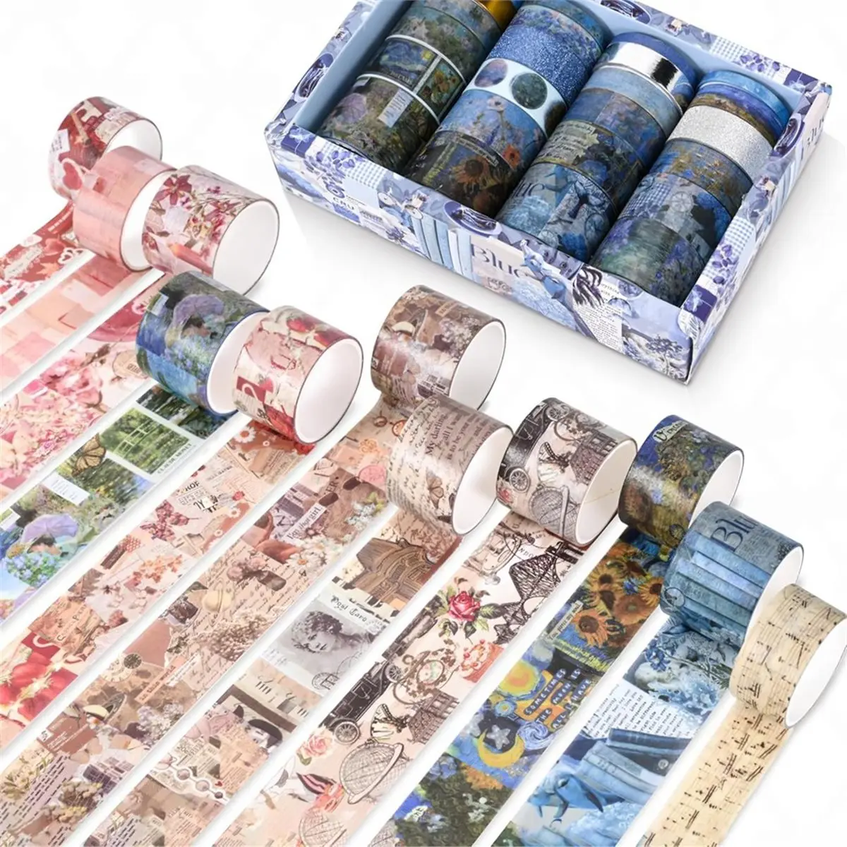 24 Rolls Vintage Washi Tape Set, Floral Decorative MaskingTape for Scrapbooking Supplies,Junk Journal