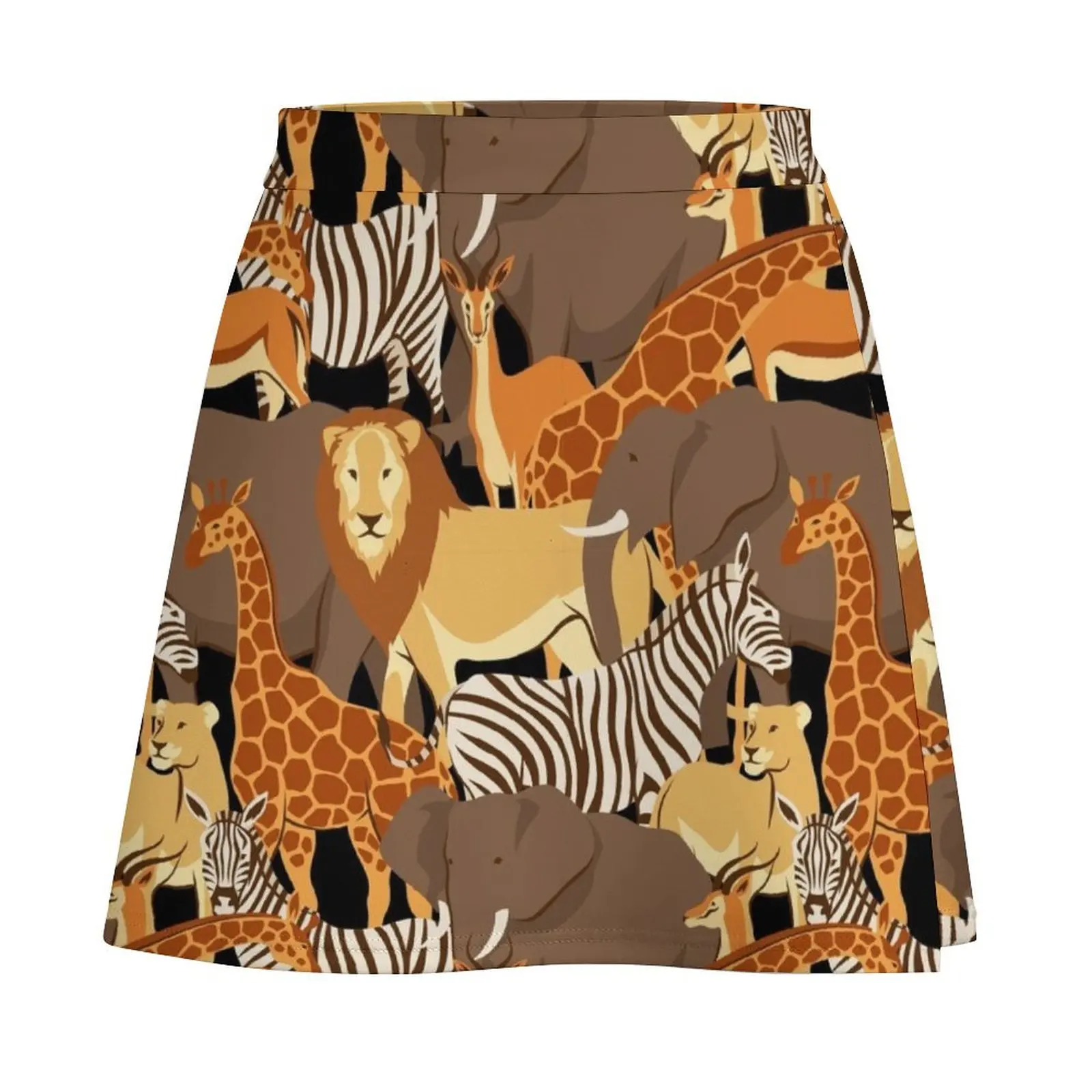 Safari, Giraffe, zebra, elephant, animal print Mini Skirt mini skirts Skirt satin Mini Skirt
