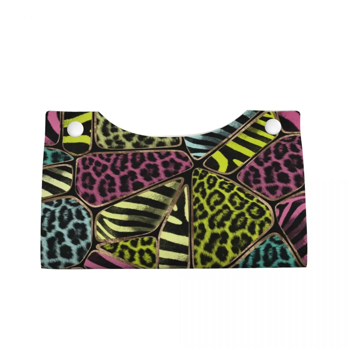 Custom Colorful Animal Print Facial Tissue Box Cover Square Leopard and Zebra PU Leather Tissue Box Holder for Car Bathroom