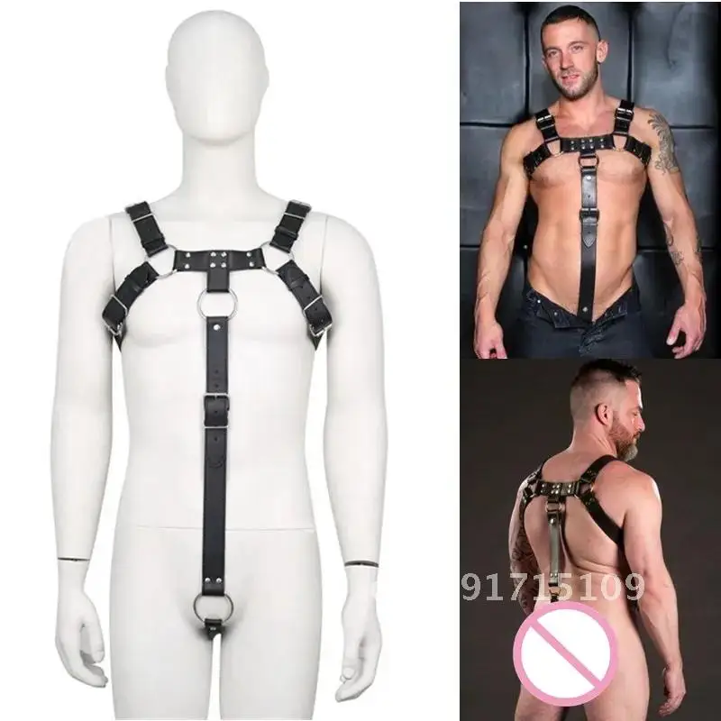 Fetish Men Sexual Body Harness Fashion Gay Bondage Gear BDSM Sex Restraints Leather Chest Harness Belts Sex Toys for Men Gay