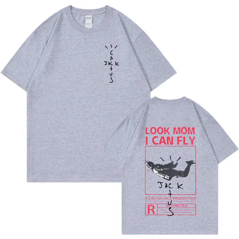 New Arrival Summer T-Shirt LOOK MOM I CAN FLY Funny Print T Shirt Men Women Cactus Jack Swag Hip Hop Streetwear Tee Top