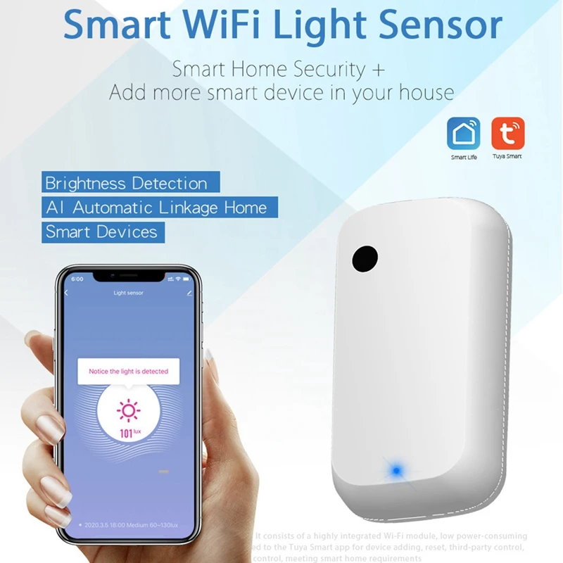 Light Sensor Intelligent Home Illumination Sensor Linkage Control Brightness Sensor Brightness Sensor Illumination Tuya Wifi