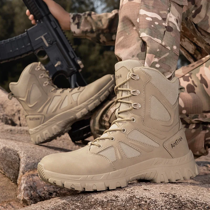 New Winter Male Waterproof Motorcycle Shoe Combat Ankle Anti-Slip Work Safety Shoes  Men Tactical Boots Special Force Army Boots