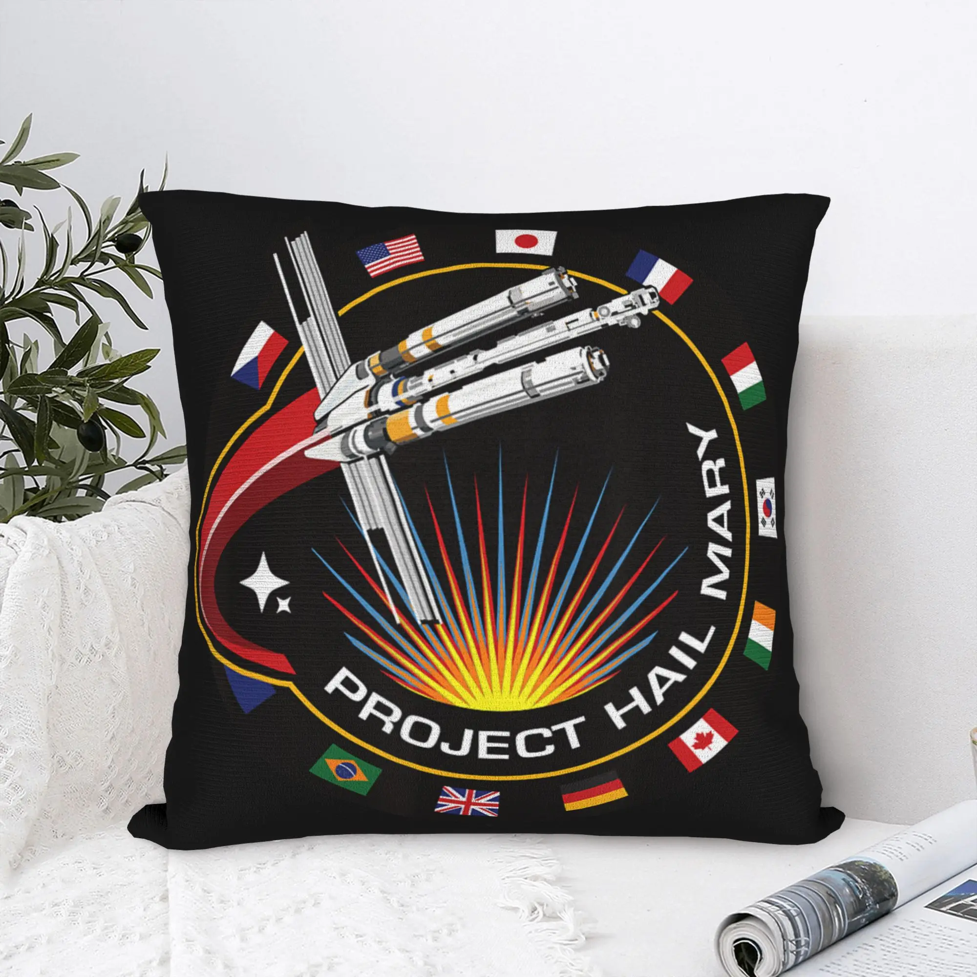Project Hail Mary  Pillow Case Spaceship Mission Badge Soft Pillow Cover Retro Trendy Cushion Cover For Chair Sofa Home Decor