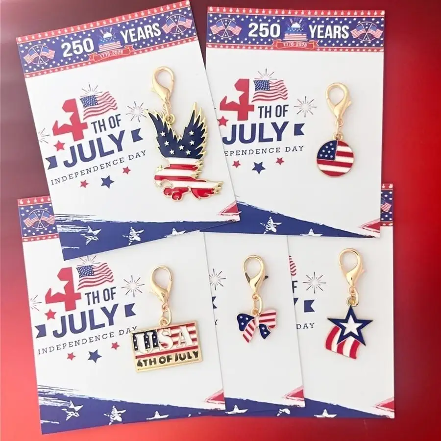 1/5/10/20/50/100pcs 2D Keychain, Gift for Her/Him 2D Keychain 10-Piece Set/5 Sets Happy Independence Day, 4th of July Celebratio