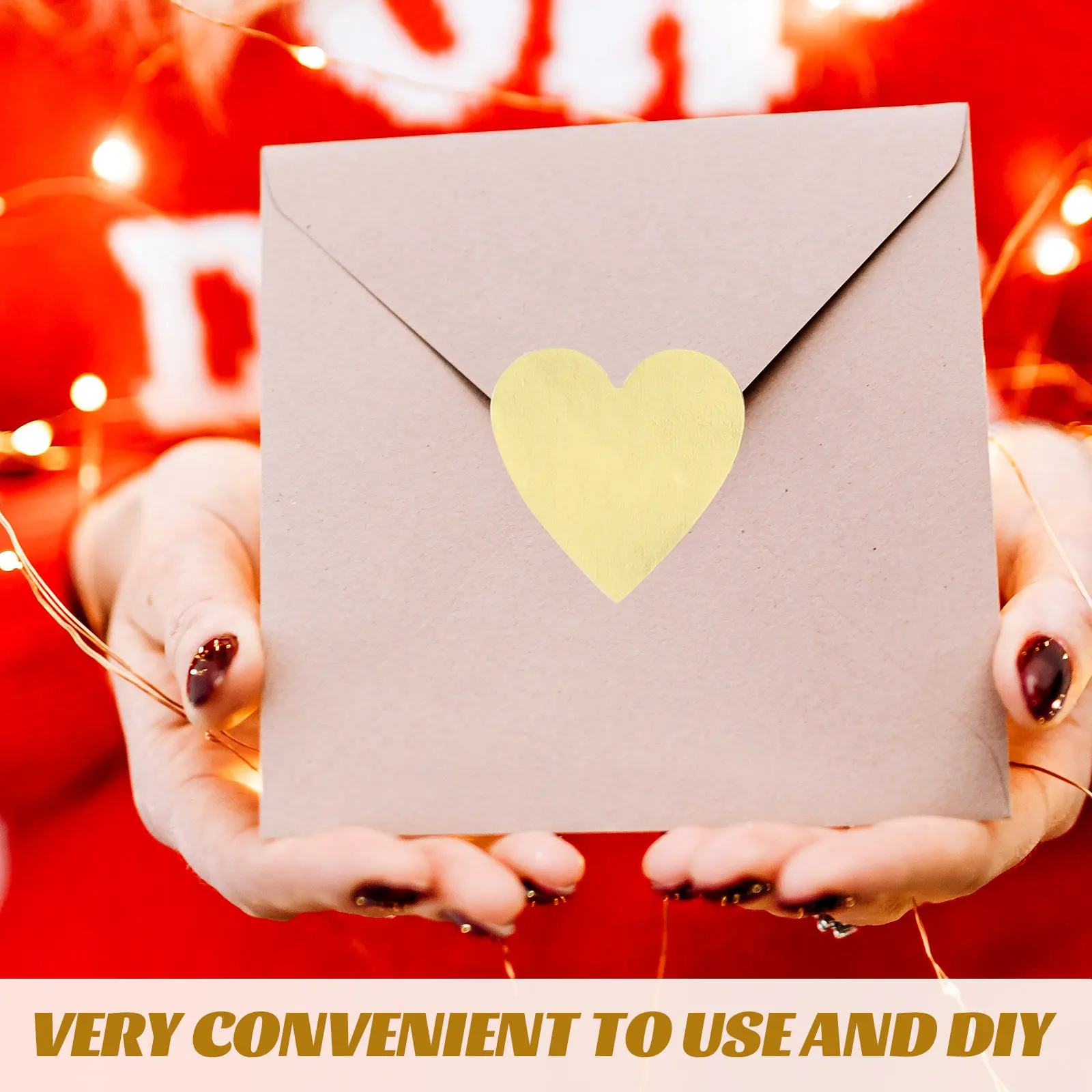 

2 Rolls Round Heart Seal Stickers Multi Function Decorative Label Stickers for Envelope Sealing Gift Cards Restaurant Receipts