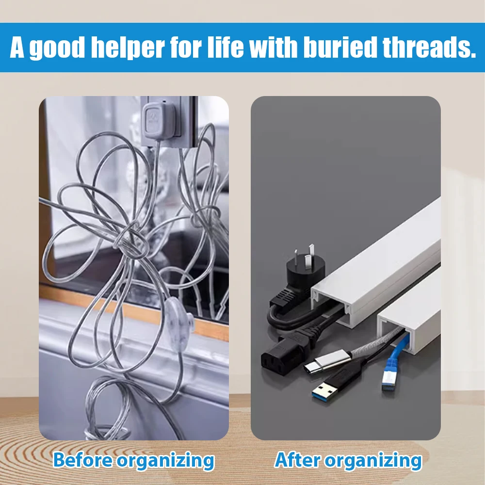 

Self Adhesive PVC Soft Cable Tray 3M Flexible Cable Management Cover for Home Office Wire Hiding