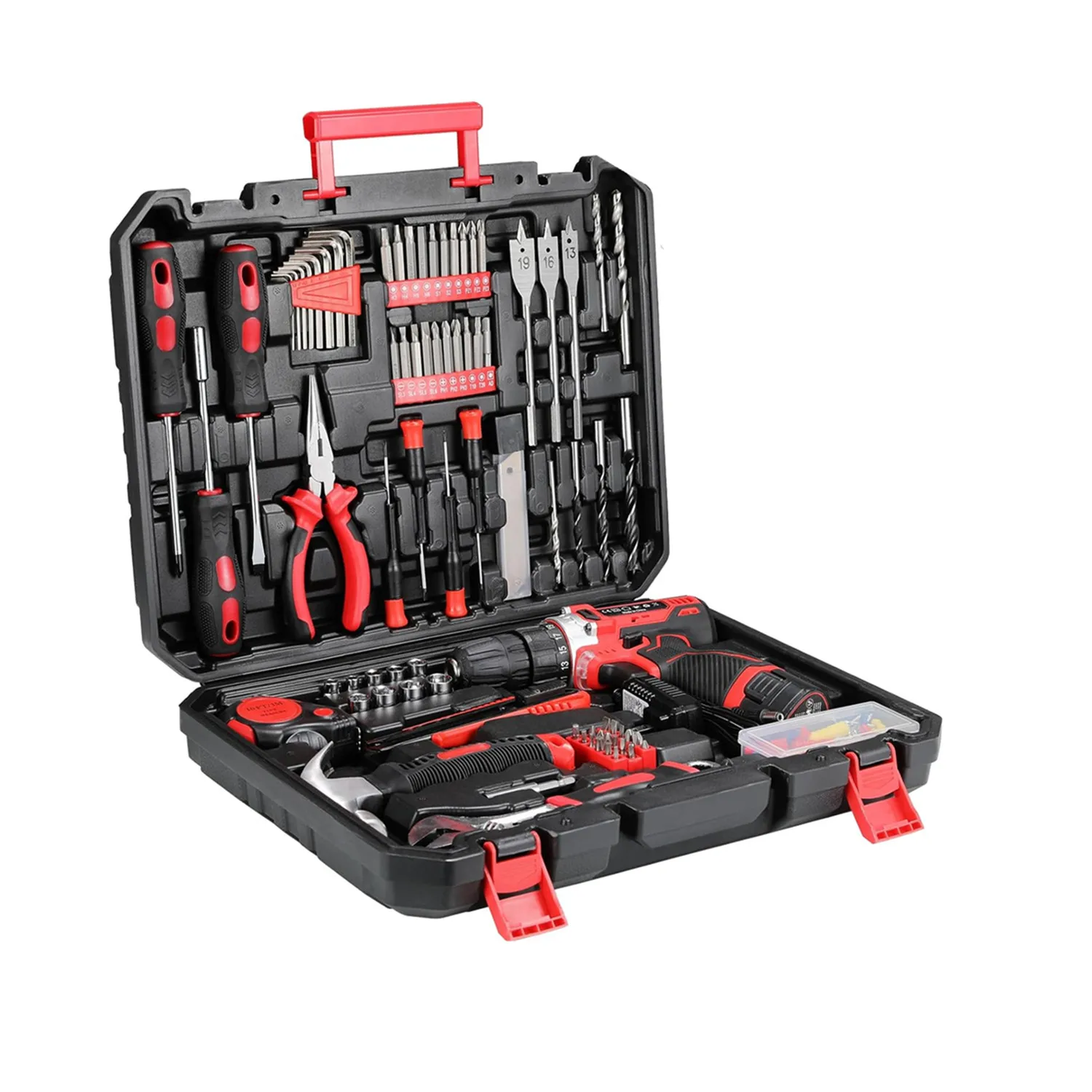 

138 Pcs Power Hand Tool Set with 12V Cordless Drill, Home DIY Repairs Maintenance Tool Box,Combination Tool Kit