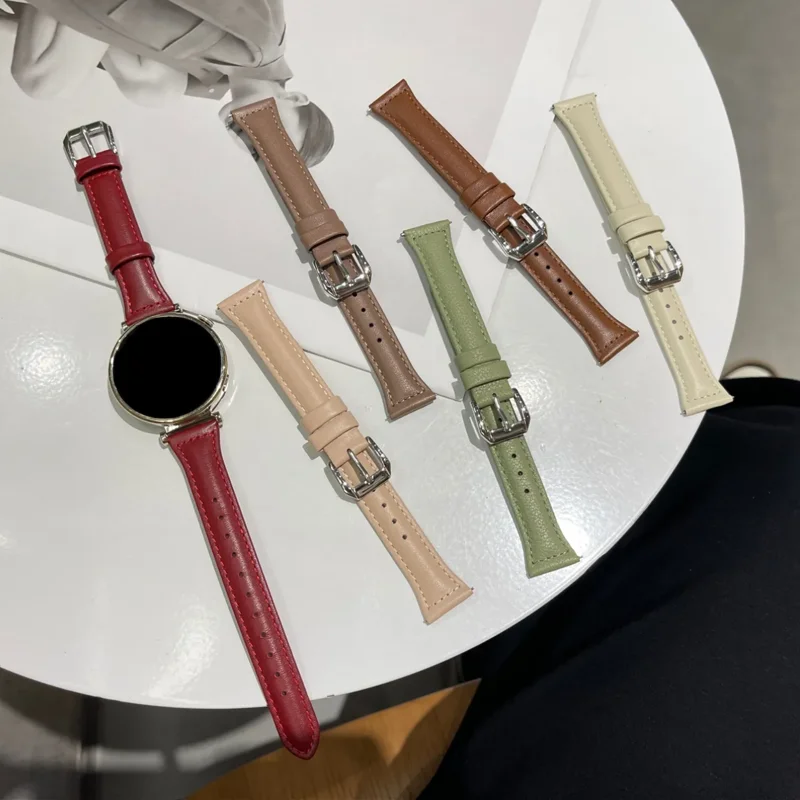 20mm 22mm Slim Leather strap For Samsung Galaxy watch 6/7/5 pro/4 Classic/active 2 sport bracelet Huawei watch GT 4-2-2e-3 band