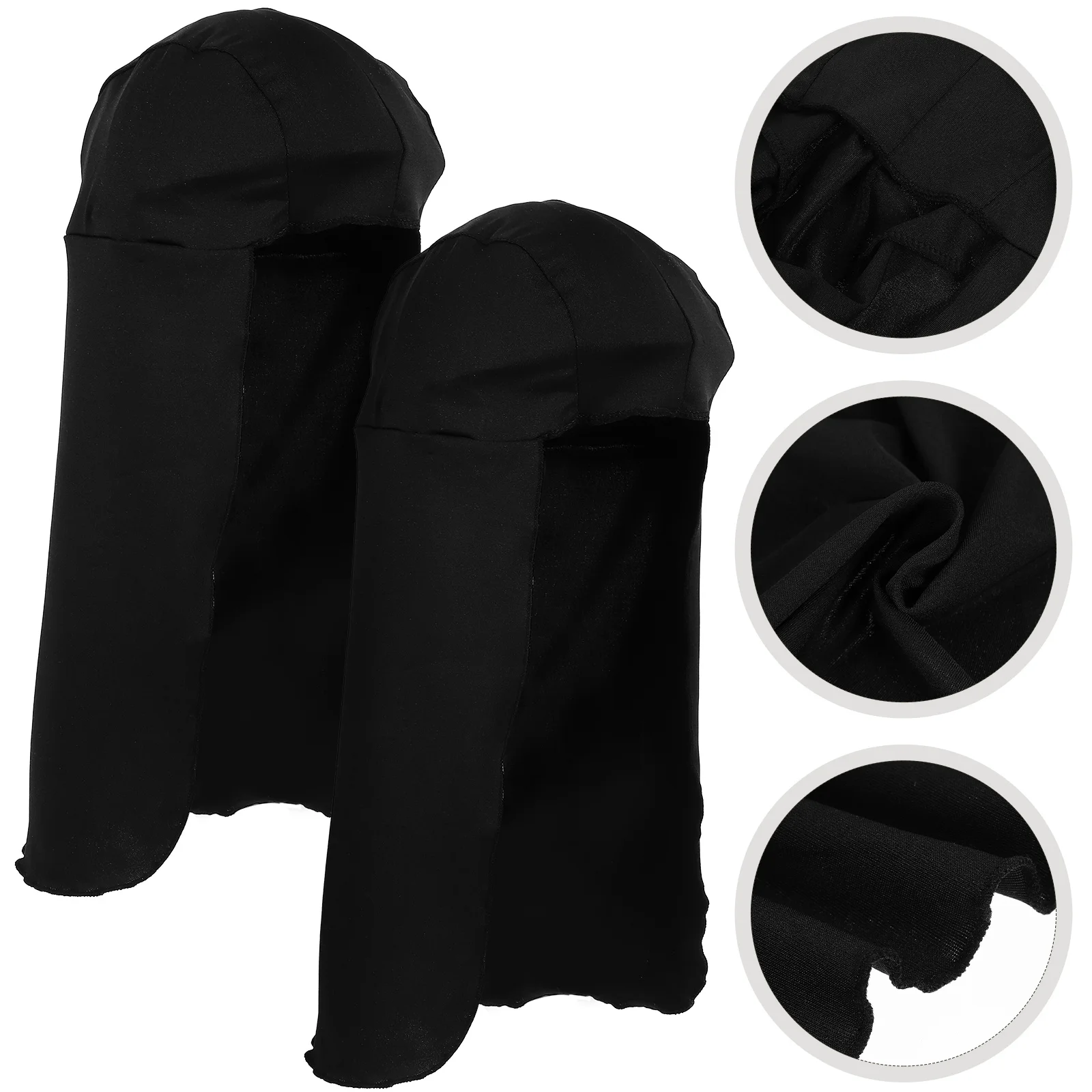 2 Pcs Turban Hat Neck Protection Sun with Flap Scarf Shade Cover Outdoor Black Fishing Man