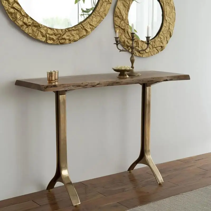 Solid Wood Console Table in Natural Finish 45.2x15.7x29.5 Inches