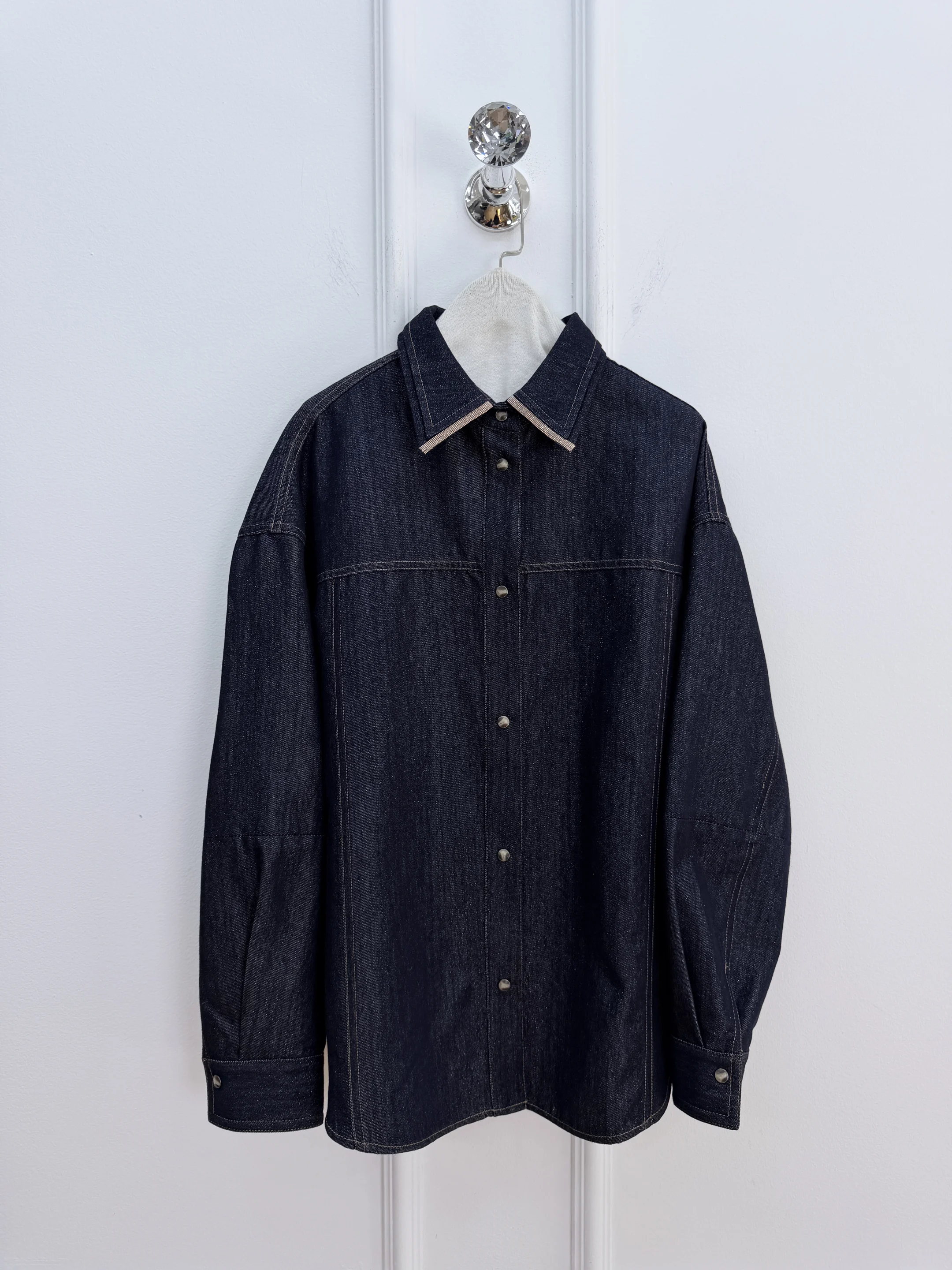 

Новая модная высококачественная женская повседневная джинсовая рубашка из хлопка с бисером, серебряной нитью и блестками 2026 года