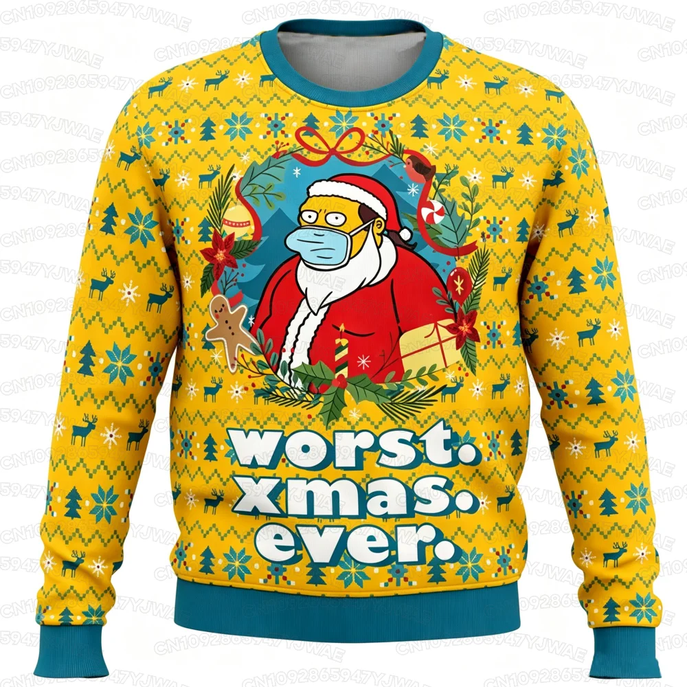 2026 Herbst- und Winter-Sweatshirt für Damen und Herren mit Langen Ärmeln, Simpsons-Cartoon-Print Pullover, Lässiges Weihnachts-Sweatshirt – Detail 4