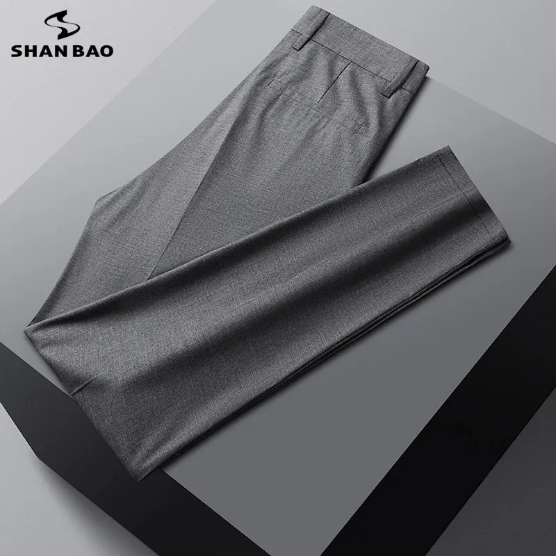 

SHAN BAO Spring/Summer Business Casual Gentleman Straight Thin Suit Pants Classic Simple Straight Lightweight Men's Cropped Pant