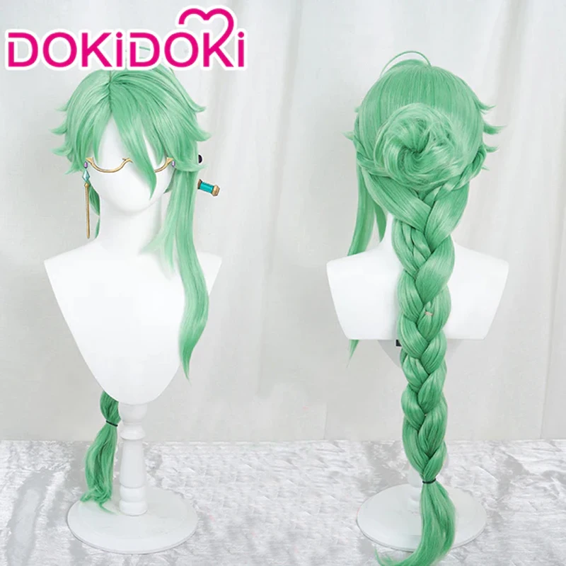 میں Baizhu Wig Game Genshin Impact DokiDoki Cosplay Halloween Cosplay Wig Bai Zhu Cosplay Glassess Green Hair Dendro #1