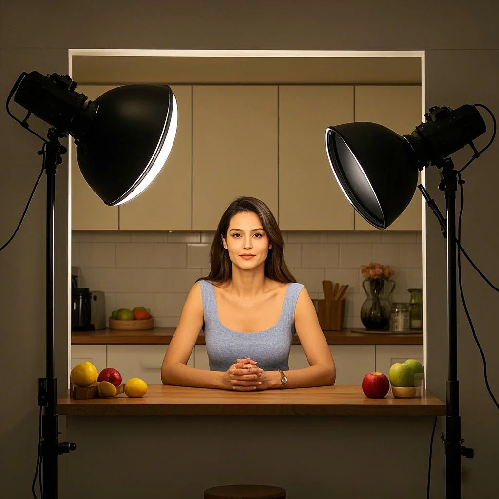 Live Streaming Light Set 2 Pcs 200W LED Video Light with Softbox and Tripod Stand for Food Beauty Small Place Streaming