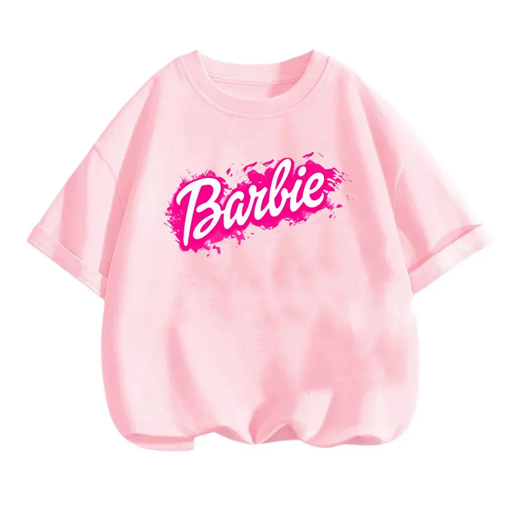 

Children T-Shirts Barbie Lettering Printed Tee For Girls High Street Classic Tops Stylish Soft Fashion Girlish Lovely Girls Gift