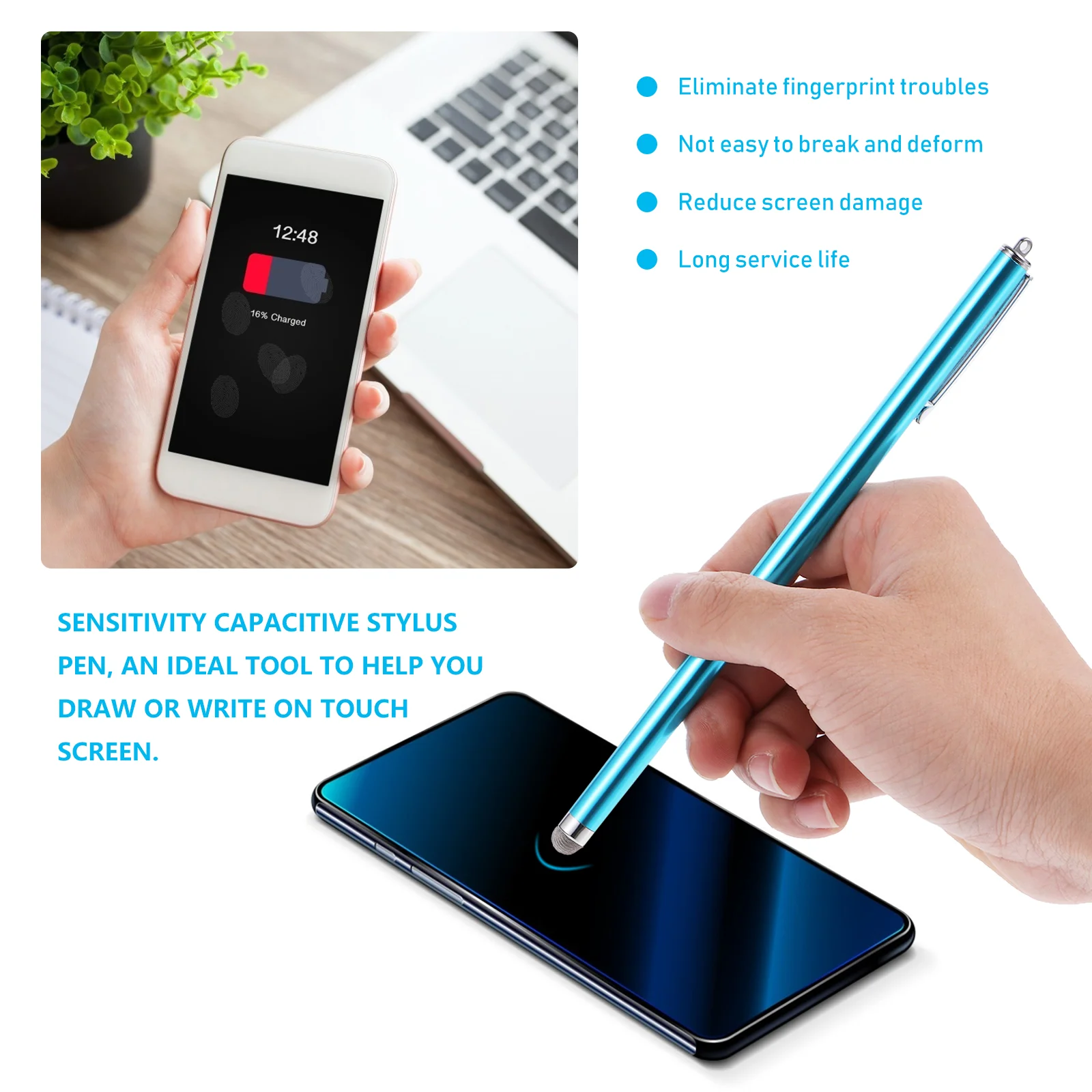 6 Buah Pena Stylus Kapasitif Sensitivitas Universal untuk Perangkat Layar Sentuh Stylus Layar Sentuh Sensitivitas