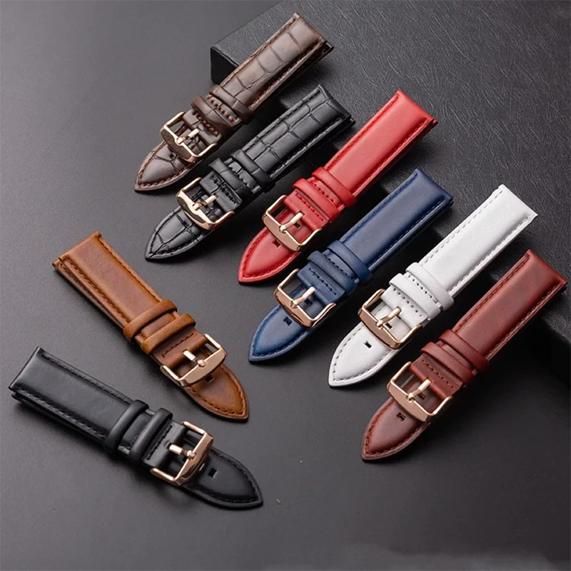 High quality Cowhide Strap 12 13 14 17 18 19 20 22mm Men Women Universal Plain Weave Waterproof Wristband For DW Watch Band Belt