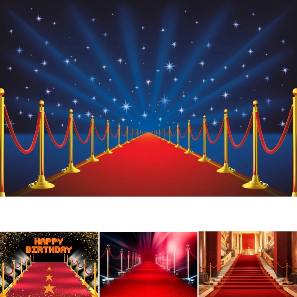 

﻿Red Carpet Stage Background Photo Movie Night VIP Celebrity Party Film Celebration Birthday Party Photography Backdrop Decors